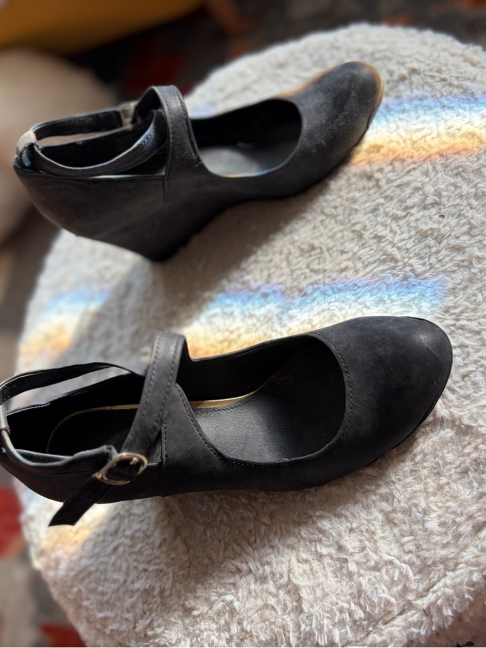 Madden Girl Black Mary Jane Wedge Heels with Ankle Strap